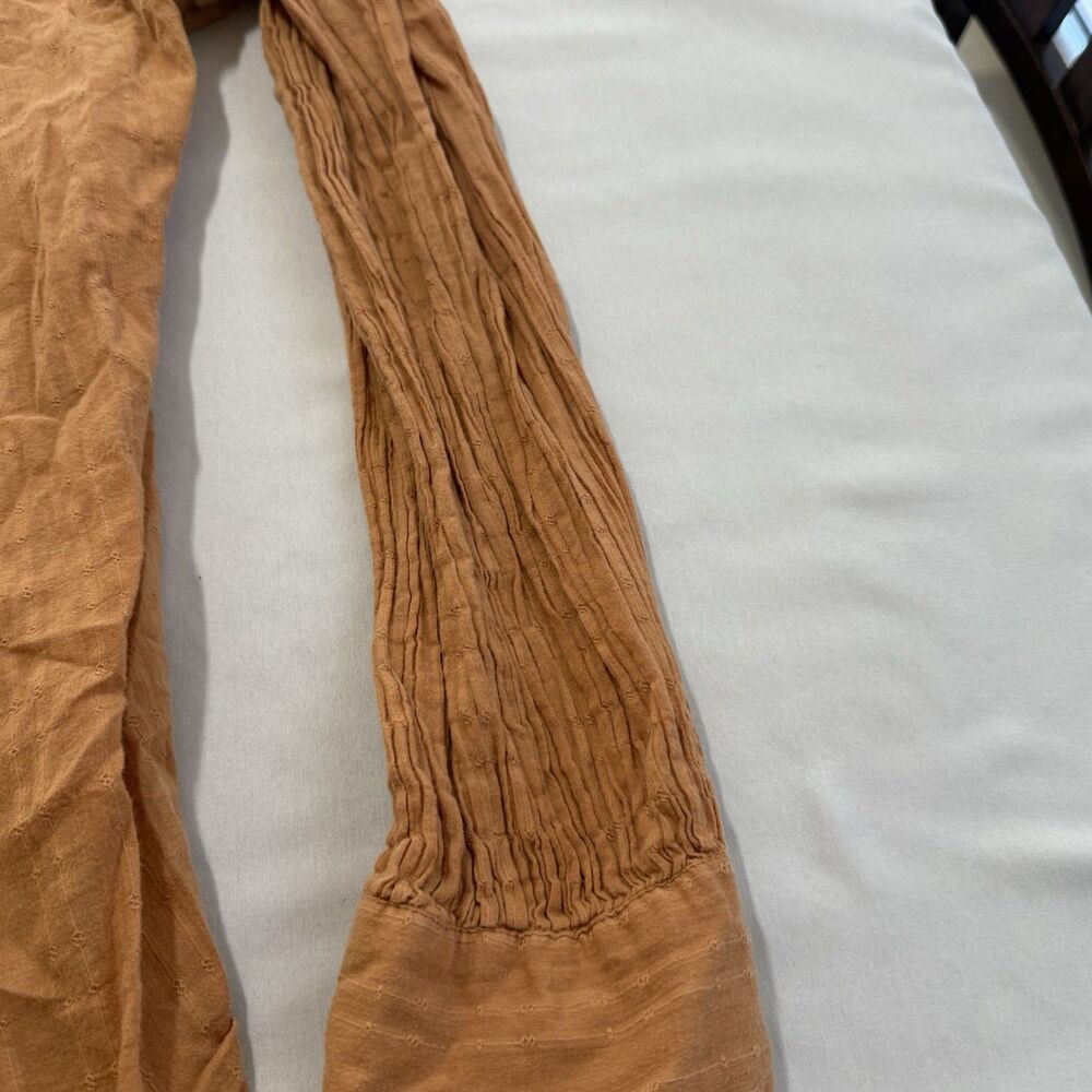 Free People Marigold Buttondown Top Burnt Orange Women Size Large Blouson Sleeve - Picture 4 of 13